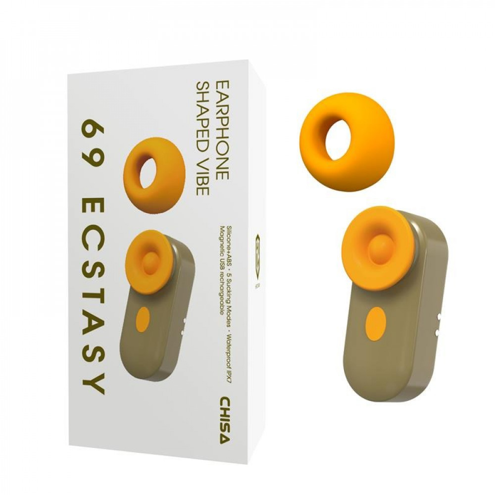 Секс игрушки - Вакуумный стимулятор в виде наушника Сhisa 69 ECSTASY серо-оранжевый