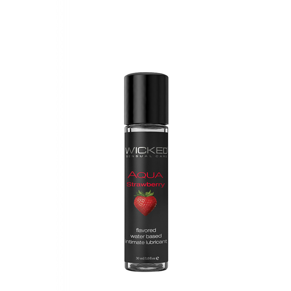 Оральные смазки - Съедобный лубрикант WICKED AQUA STRAWBERRY FLAVORED 30ML