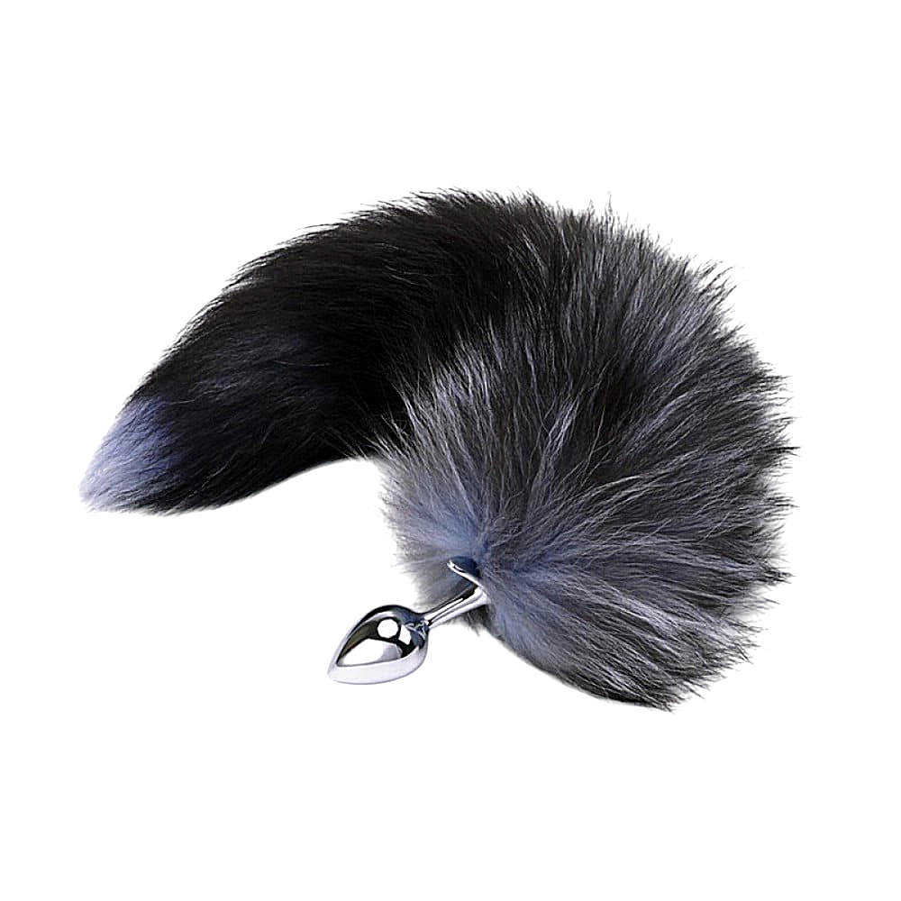 Секс игрушки - Анальная пробка с хвостиком лисы Romfun Fox Tail серый/серебристый