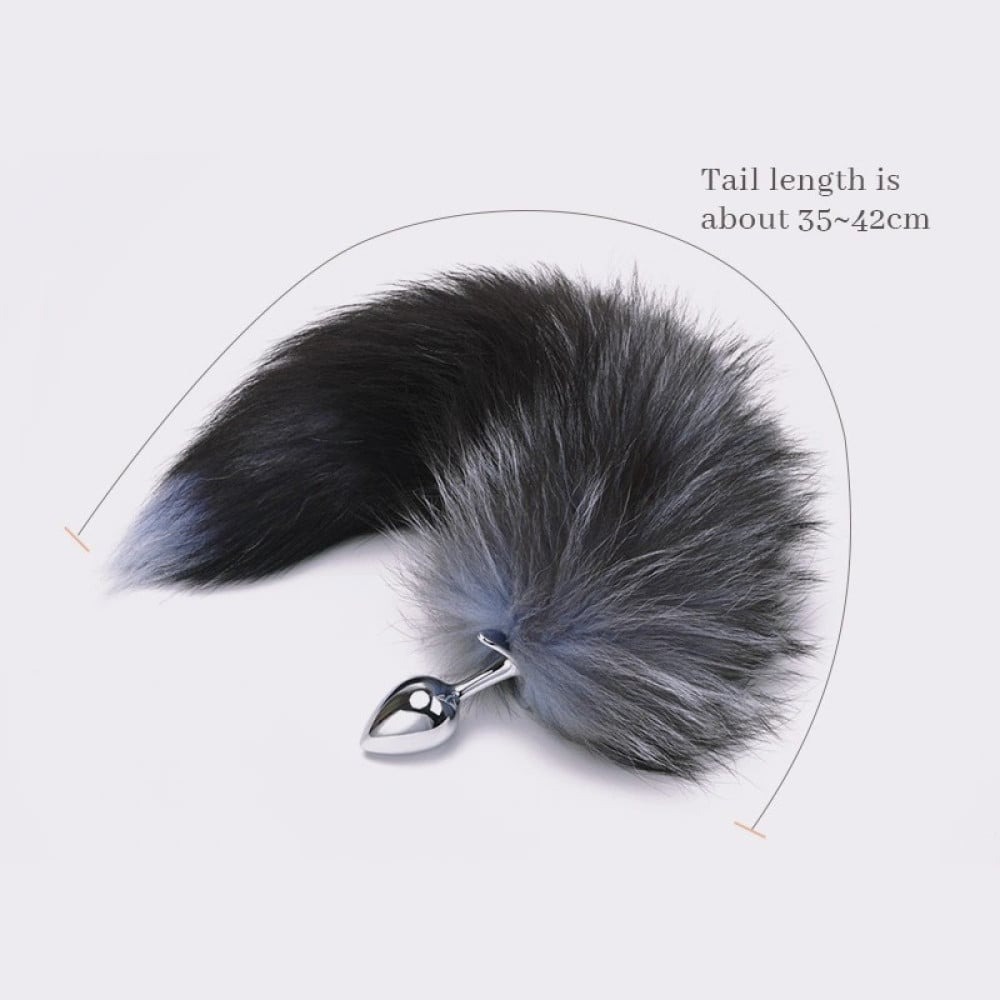 Секс игрушки - Анальная пробка с хвостиком лисы Romfun Fox Tail серый/серебристый 1