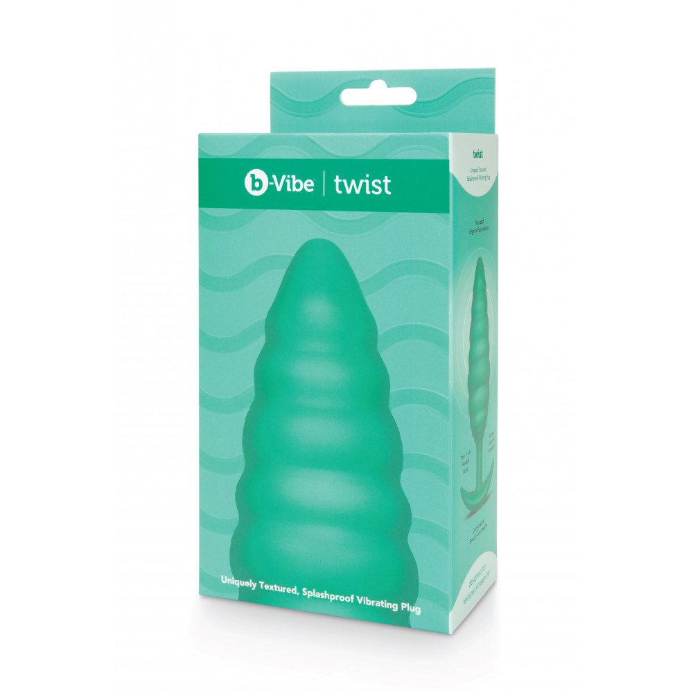 Секс игрушки - Анальная пробка с вибрацией, рельефная B-VIBE-TEXTURE PLUG TWIST, зеленая 3
