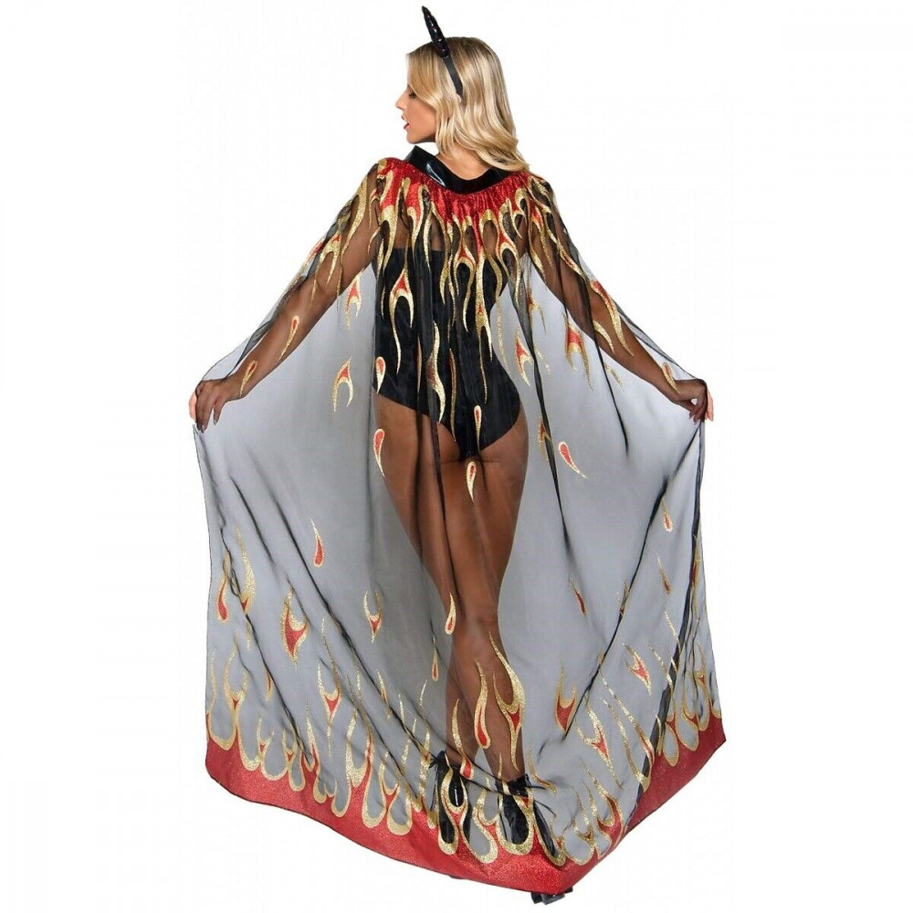 Эротические костюмы - Блестящая накидка Leg Avenue Devil cape and horns O/S 3