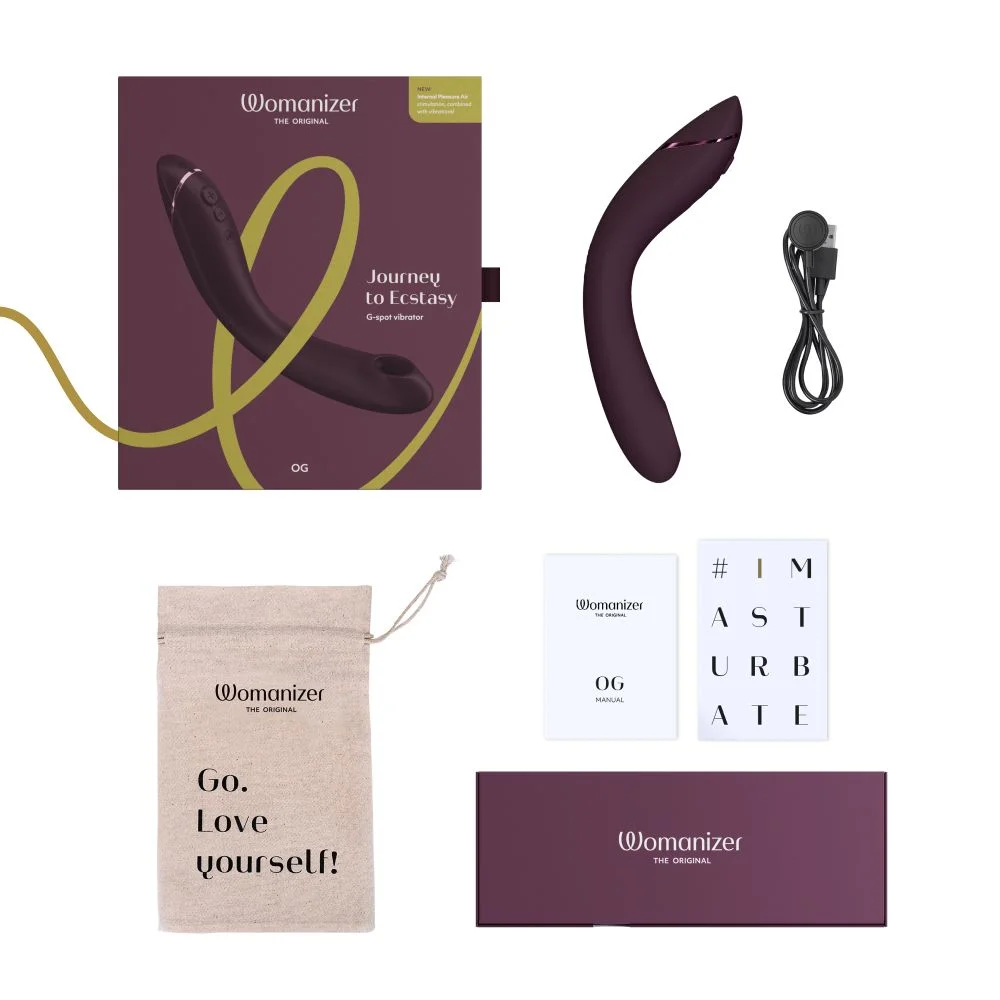 Вибраторы вакуумные - Вибратор для точки G c вакуумной стимуляцией Womanizer OG Aubergine 14