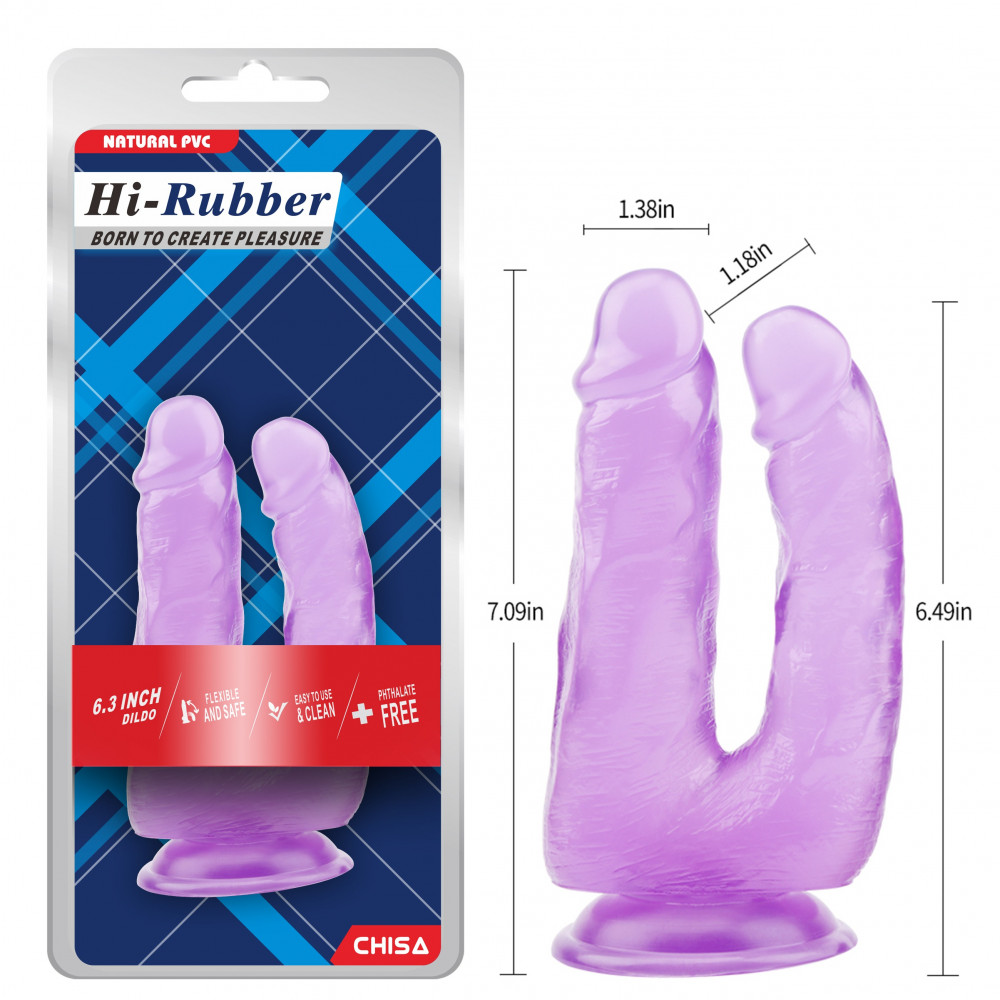 Секс игрушки - Фаллоимитатор реалистичный двойной Chisa Hi-Rubber на присоске, фиолетовый 5