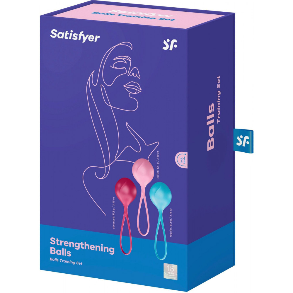 Вагинальные шарики - Вагинальные шарики Satisfyer Strengthening Balls (3шт), диаметр 3,8см, масса 62-82-98г, монолитные 1