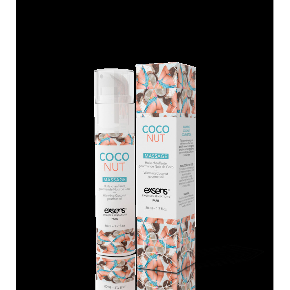 Массажные масла - Массажное масло EXSENS Coconut 50мл разогревающее, без сахара, без парабенов, съедобное