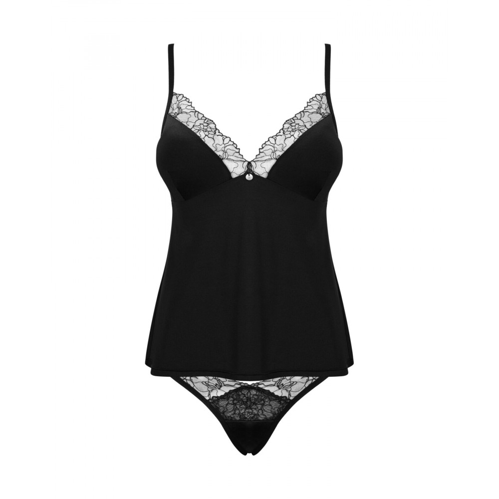 Эротические пеньюары и сорочки - Топ и трусики Obsessive Bella Rou top & panties XS/S, топ, трусики 3