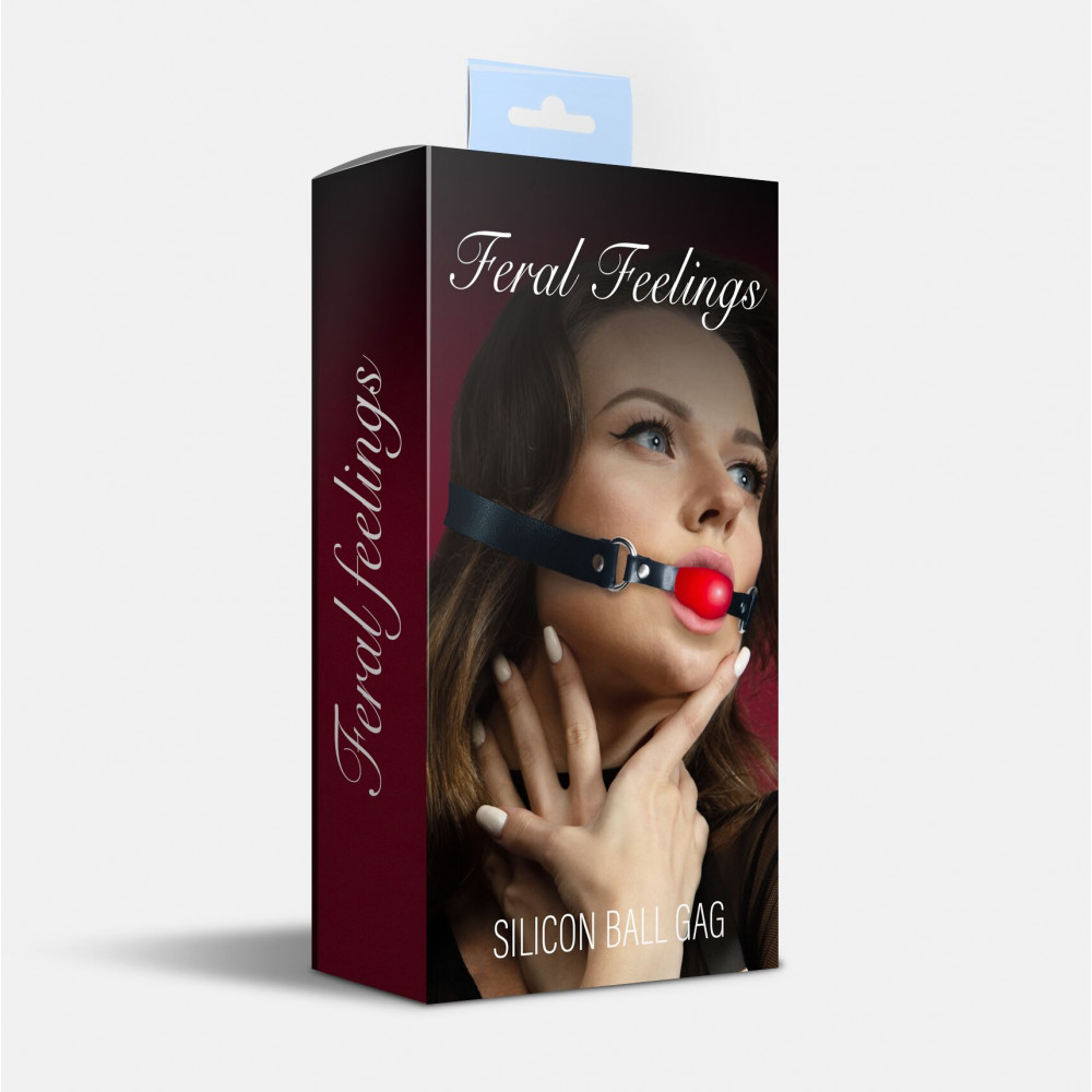 Кляп - Кляп силиконовый Feral Feelings Silicon Ball Gag Black/Red, черный ремень, красный шарик 1