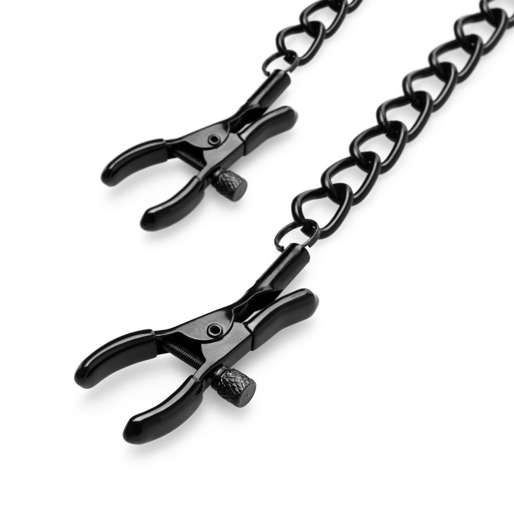 Интимные украшения - Зажимы для сосков Bedroom Fantasies Nipple Clamps with Chain - Black 4