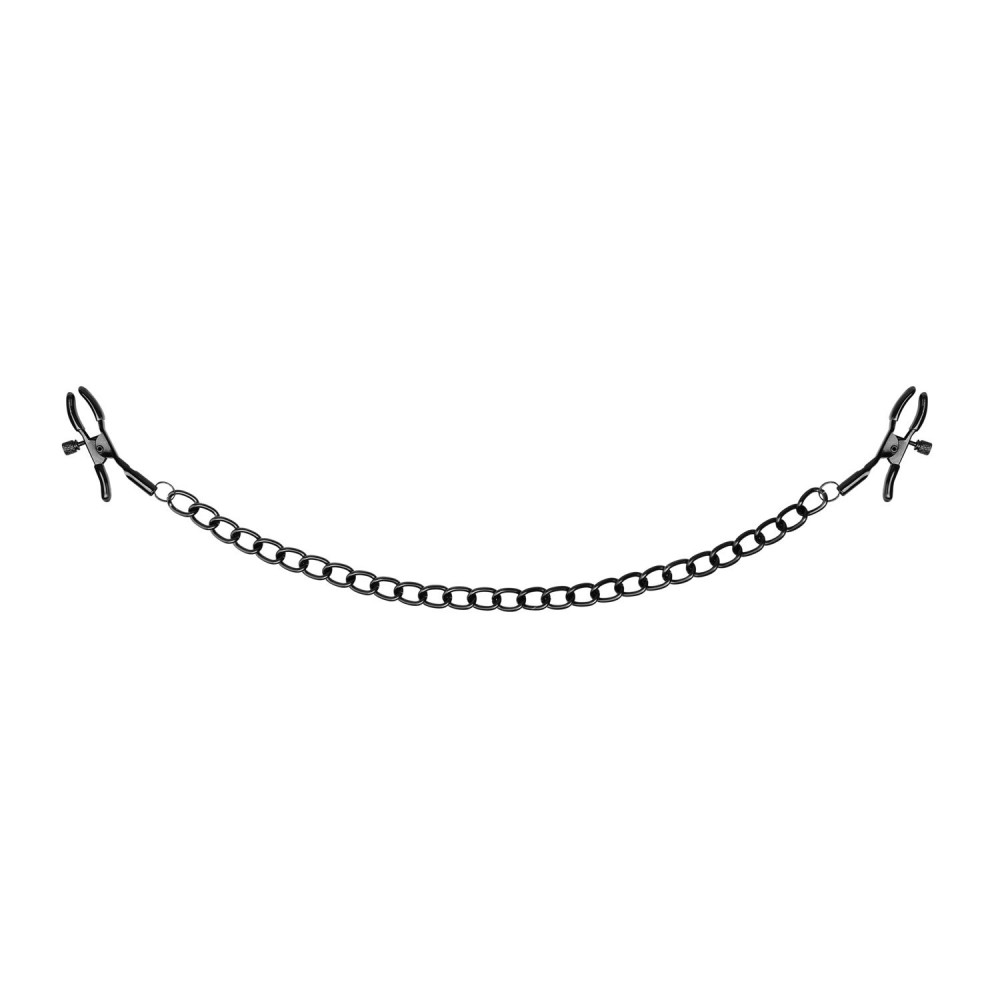 Интимные украшения - Зажимы для сосков Bedroom Fantasies Nipple Clamps with Chain - Black 5