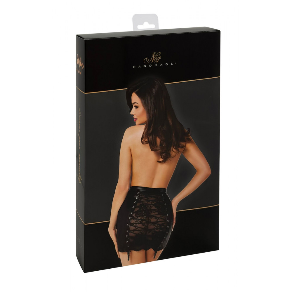 Сексуальные платья - Юбка Noir Handmade F341 Powerwetlook and lace skirt - M 8