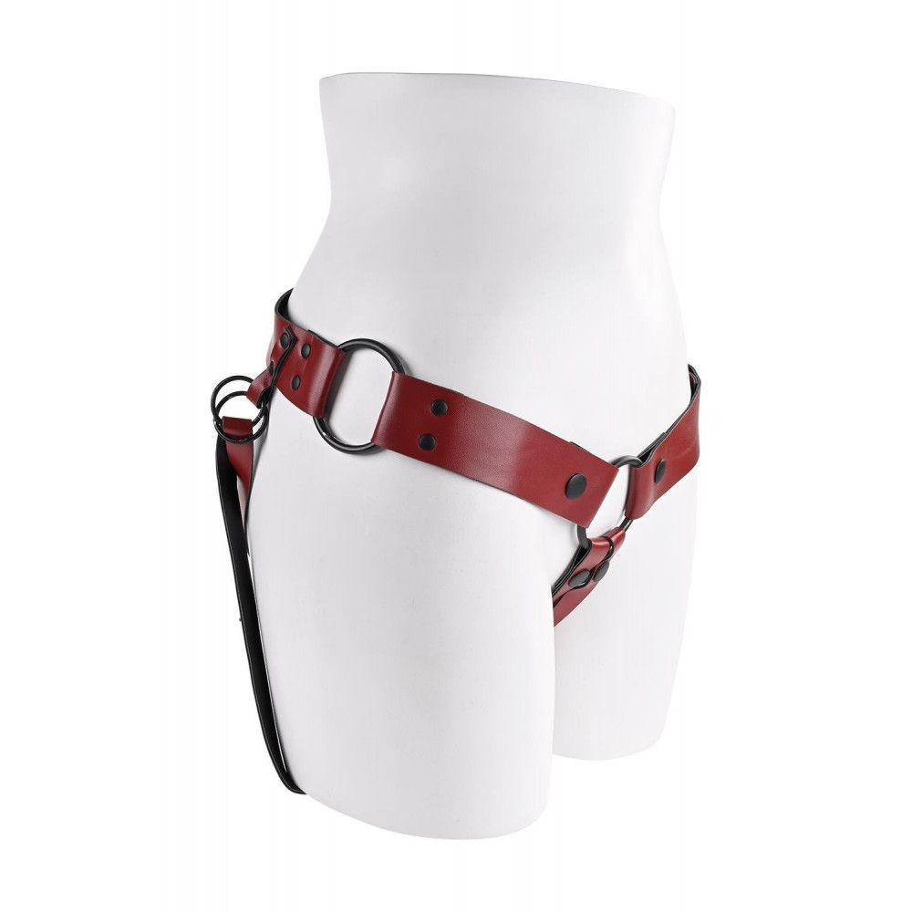 Секс игрушки - Трусики для страпона Sportsheets Saffron Monte Strap On из искусственной кожи, красные 1
