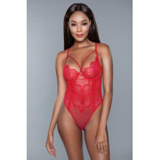 Боди Brenda кружевное, с косточками, красное, S