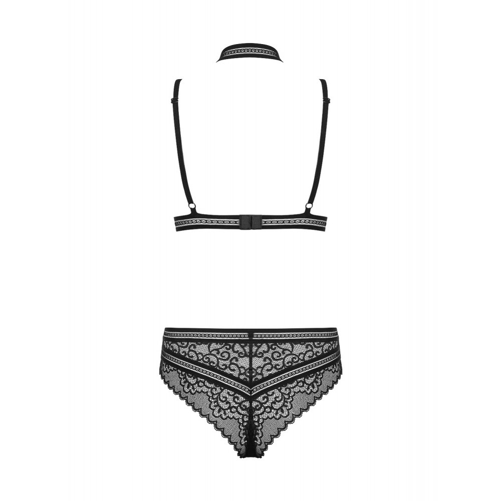 Эротическое белье - Боди комплект черный Obsessive Ailay teddy set S/M 1