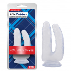 Фаллоимитатор двойной Chisa Hi-Rubber на присоске, прозрачный