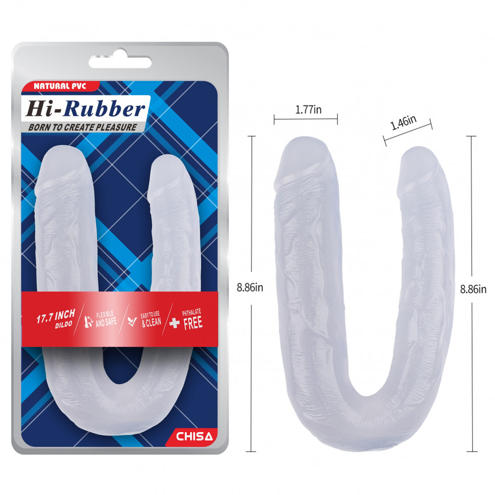 Секс игрушки - Фаллоимитатор двойной Chisa Hi-Rubber, прозрачный 4