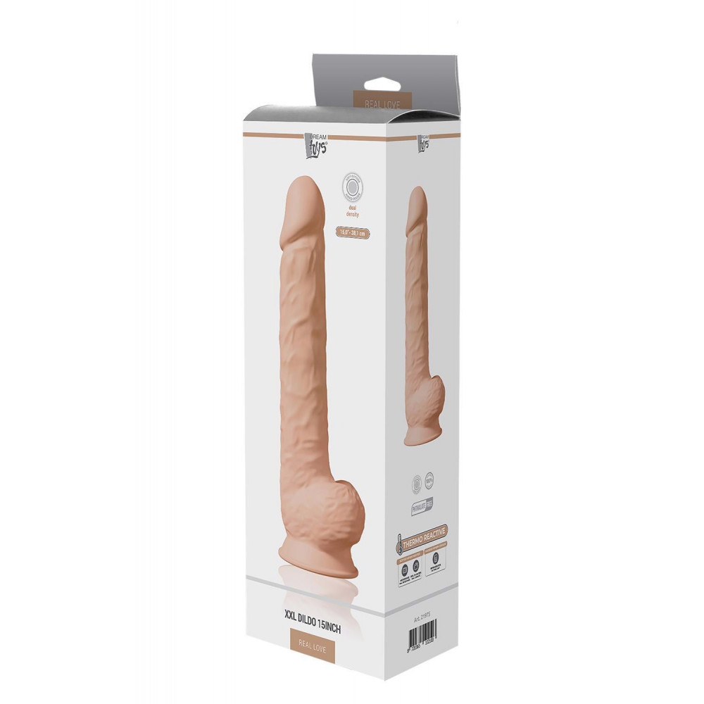 Секс игрушки - Фаллоимитатор гигантский реалистичный Dreamtoys Real Love на присоске с мошонкой, бежевый 4
