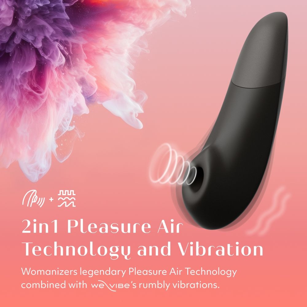 Секс игрушки - Клиторальный вакуумный стимулятор 2 в 1 Womanizer Enhance с вибрацией, черный 8