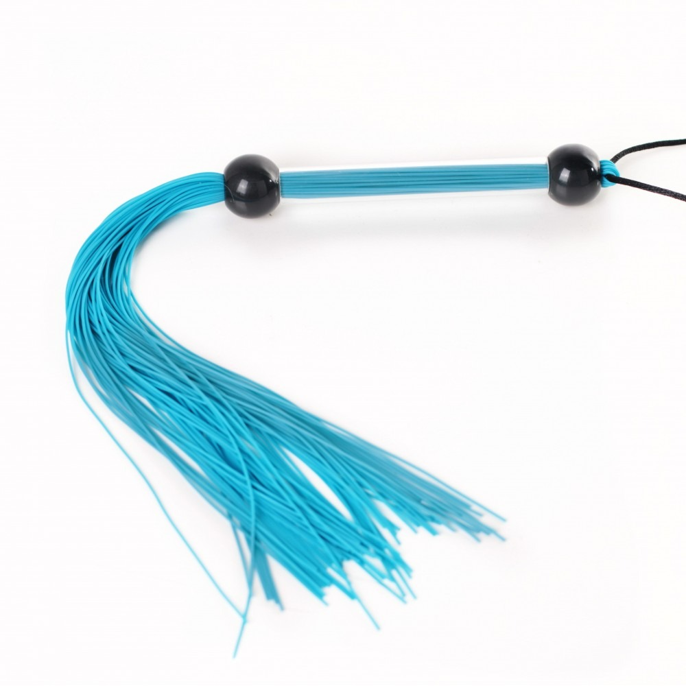 БДСМ игрушки - Кнут Голубой 39 см прозрачная ручка 2 шарика FLOGGER DS Fetish 1