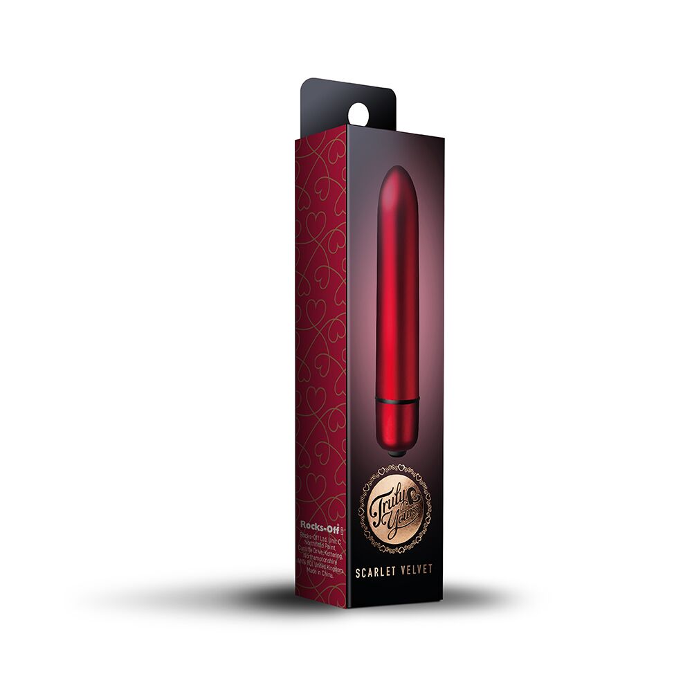 Клиторальный вибратор - Вибропуля Rocks Off RO-90mm 10 Speed Scarlet Velvet матовая, 10 режимов работы, на батарейке 2