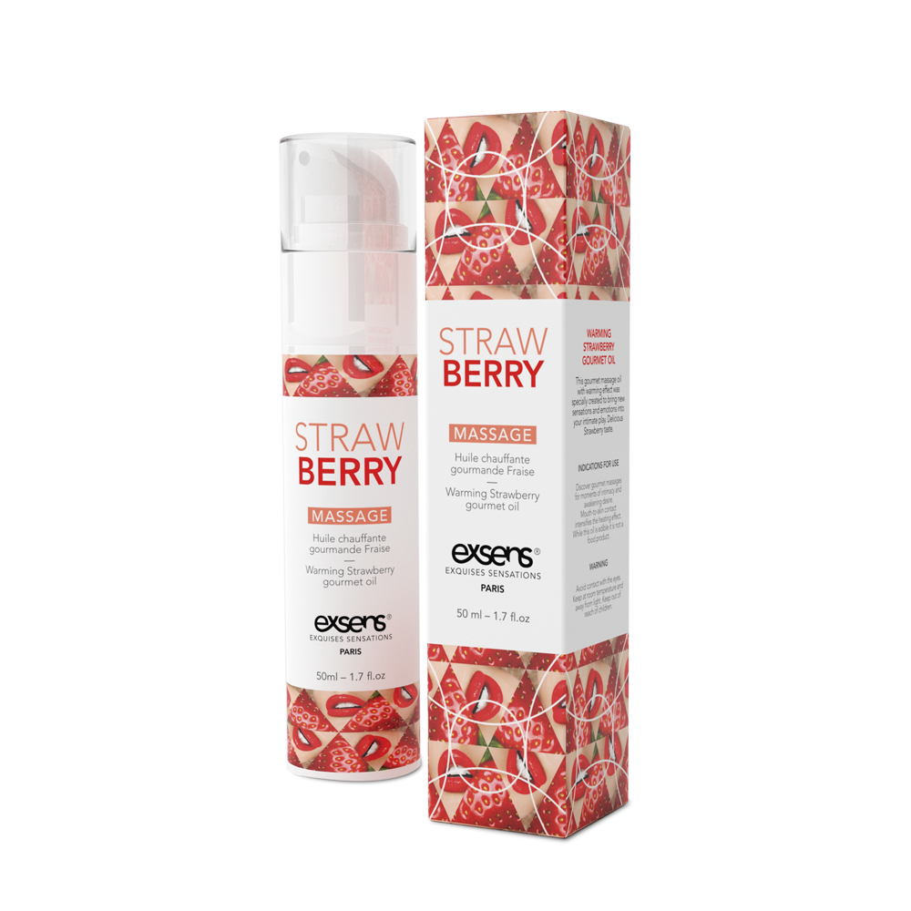 Массажные масла - Массажное масло EXSENS Strawberry 50 мл разогревающее, без сахара, без парабенов, съедобное