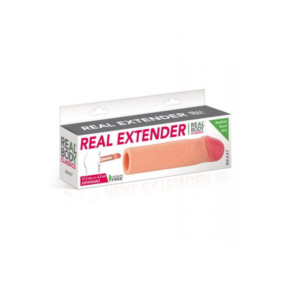 Насадки на член - Насадка на член Real Body - Real Extender BEAST с приоткрытой головкой 1