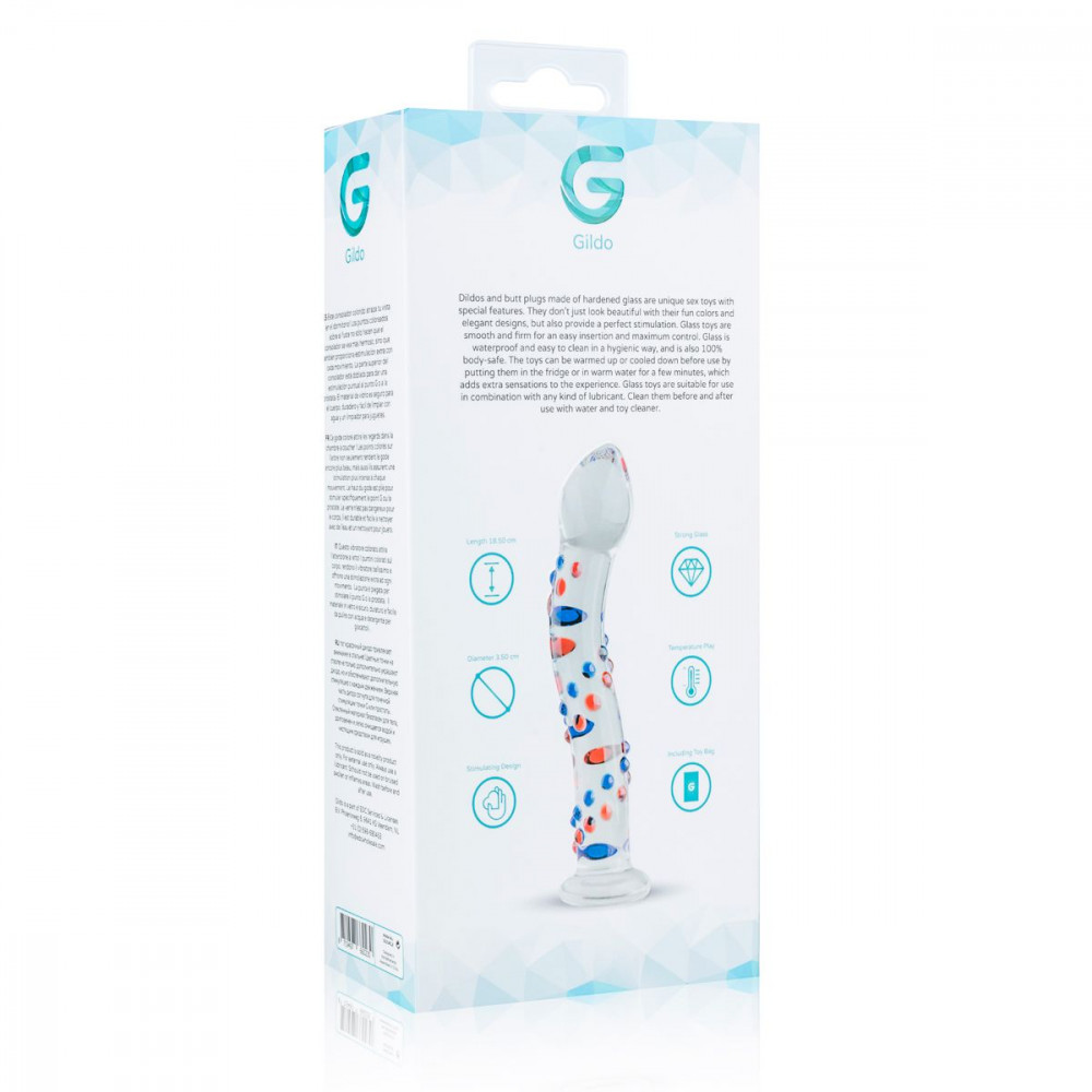 Дилдо - Стеклянный дилдо с изгибами и рисунком Gildo Glass Dildo No. 3 3