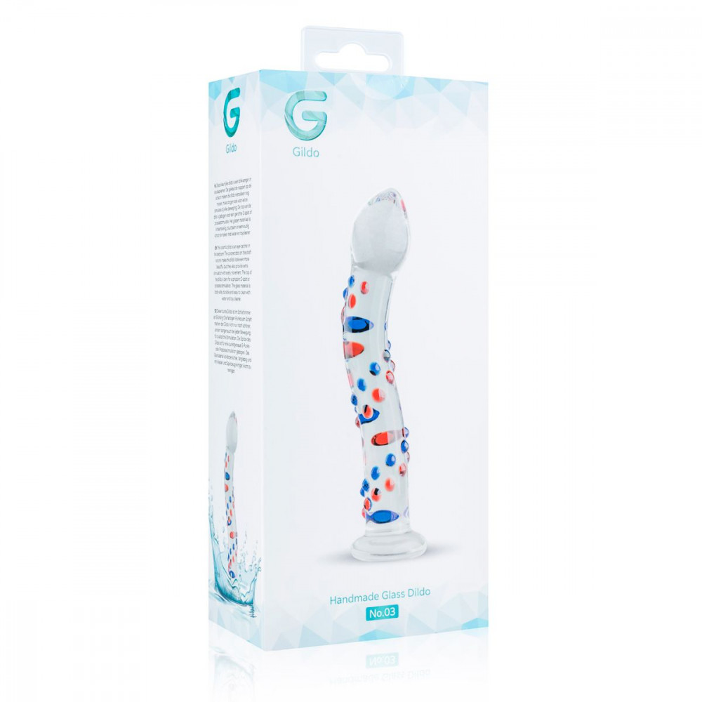 Дилдо - Стеклянный дилдо с изгибами и рисунком Gildo Glass Dildo No. 3 4