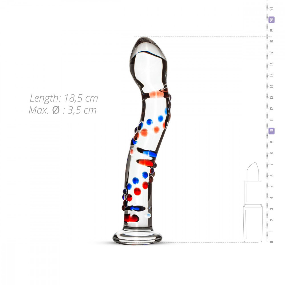 Дилдо - Стеклянный дилдо с изгибами и рисунком Gildo Glass Dildo No. 3 5