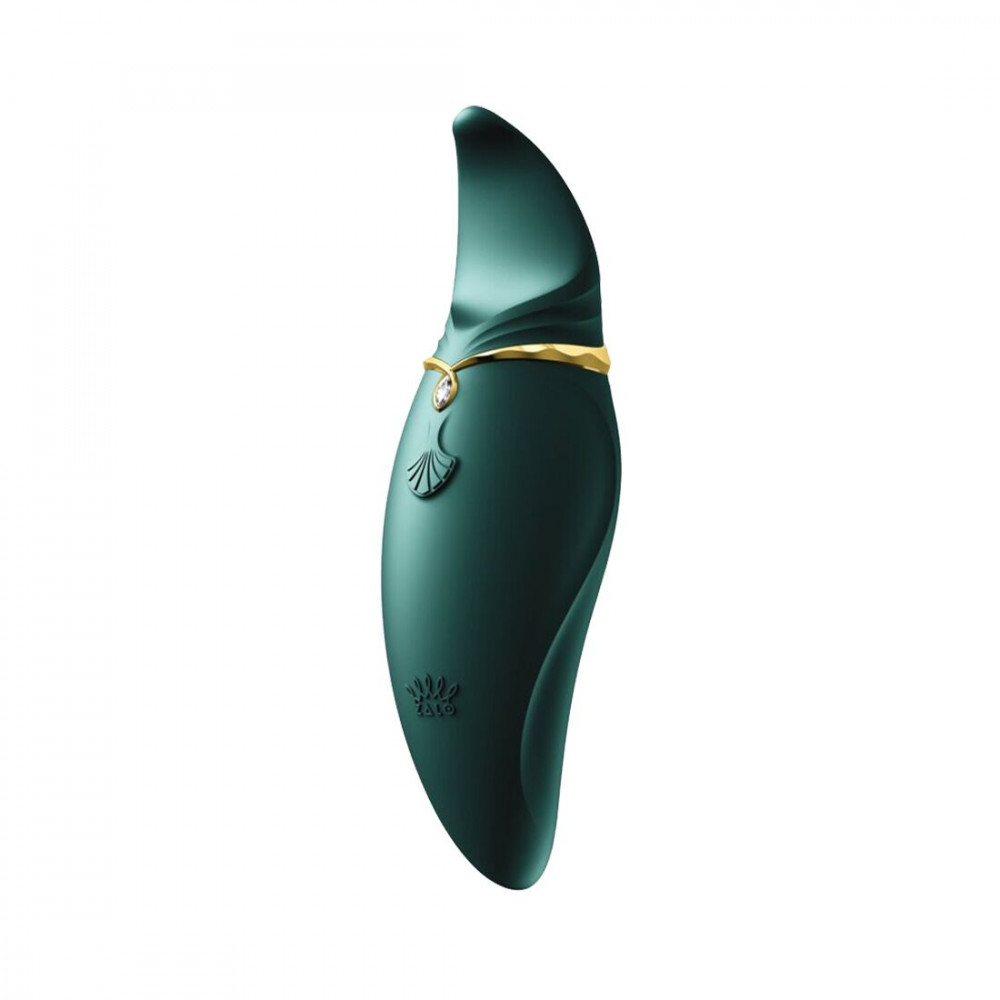 Клиторальный вибратор - Вибратор 2в1 с язычком Zalo — Hero Jewel Green, кристалл Swarovski