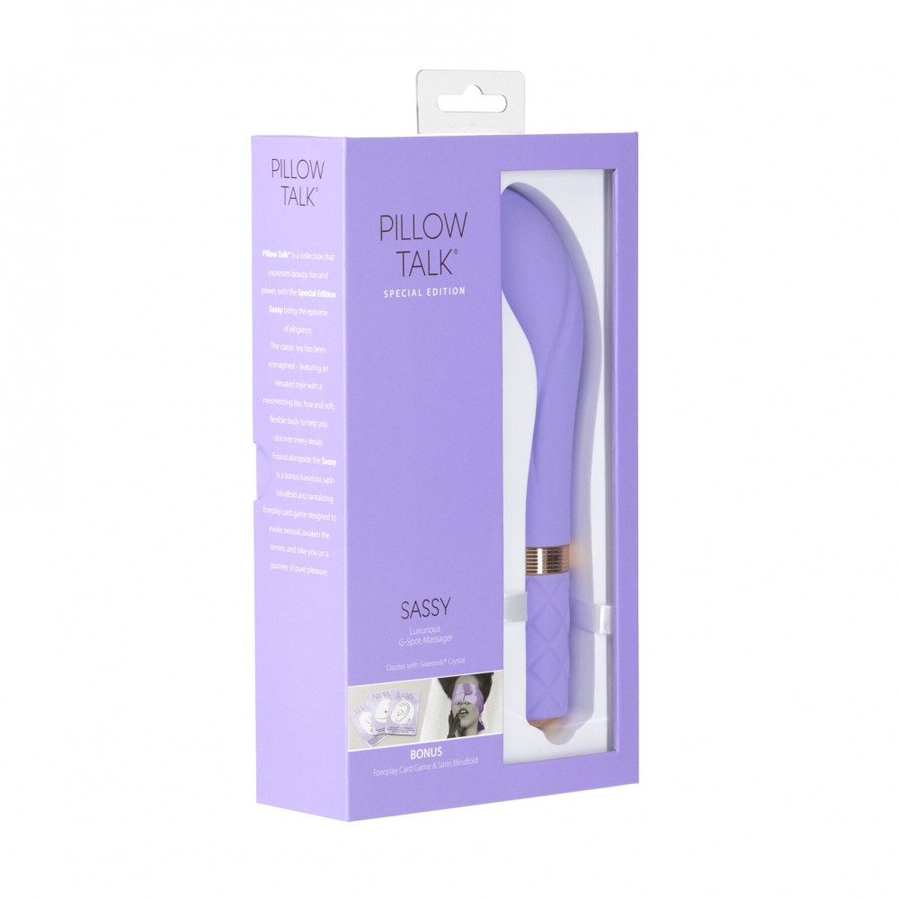 Стимулятор точки G - Роскошный вибратор Pillow Talk Sassy Purple Special Edition, Сваровски, повязка на глаза+игра 1