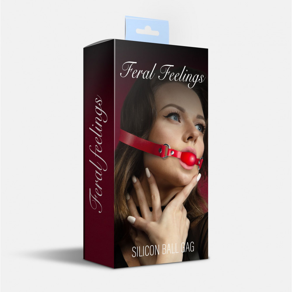 Кляп - Кляп силиконовый Feral Feelings Silicon Ball Gag Red/Red, красный ремень, красный шарик 1