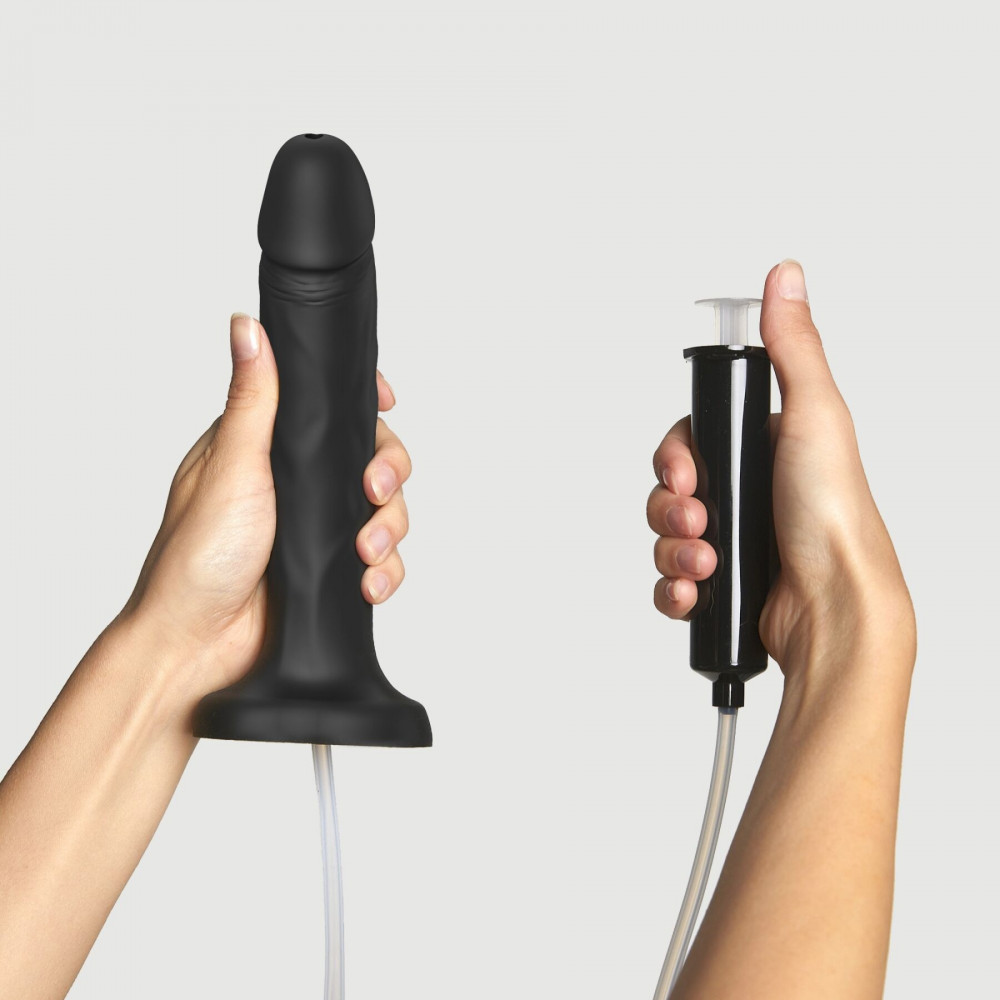 Фаллоимитатор - Кончающий фаллоимитатор Strap-On-Me Squirting Cum Dildo Realistic Black, диам. 3,5 см, силикон