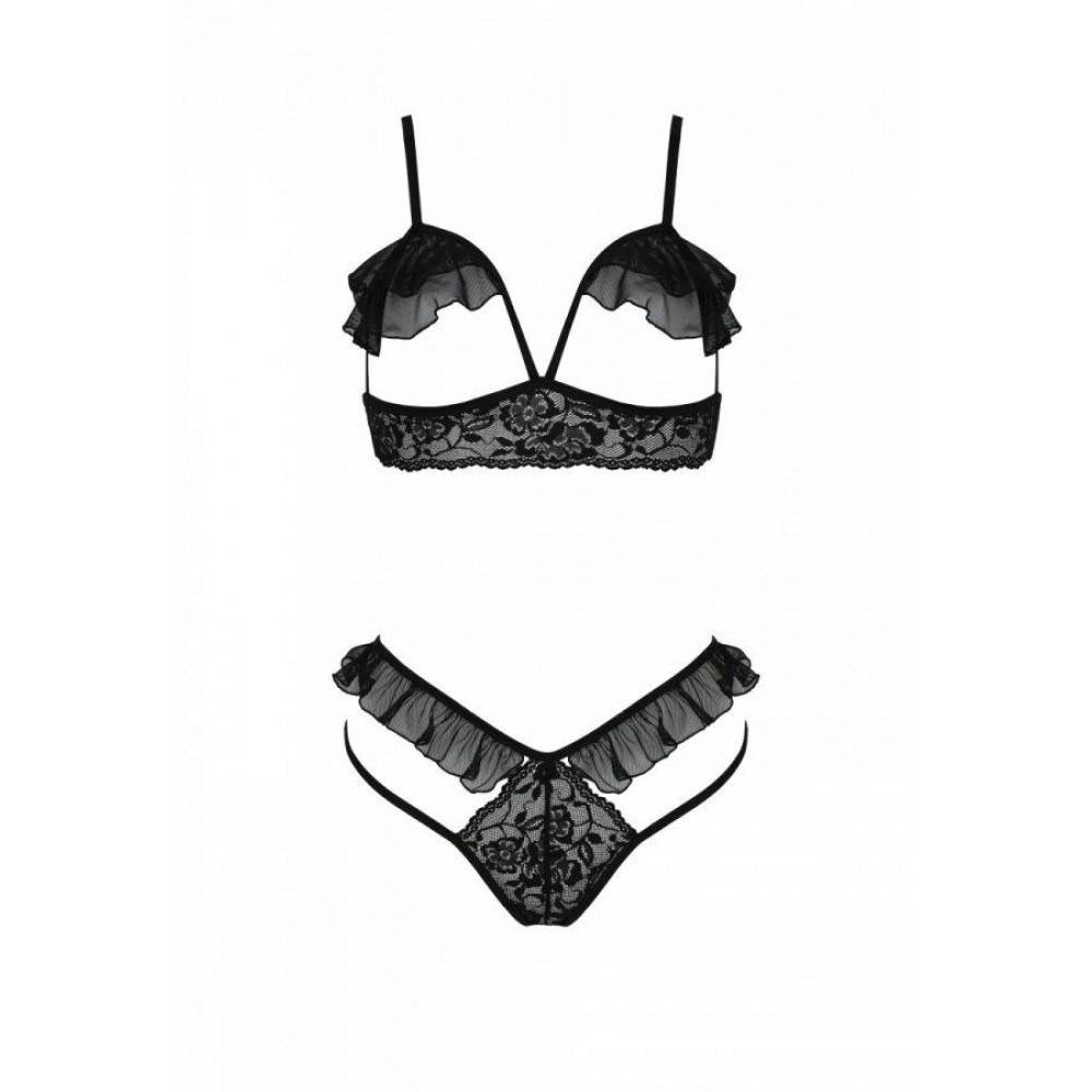 Эротические комплекты - Комплект DOLLY SET WITH OPEN BRA black S/M Passion 2