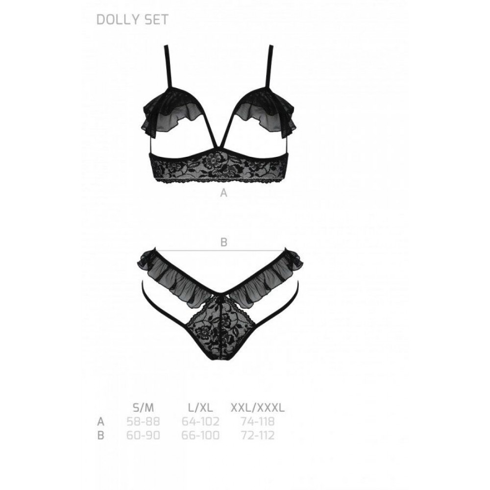 Эротические комплекты - Комплект DOLLY SET WITH OPEN BRA black S/M Passion 4