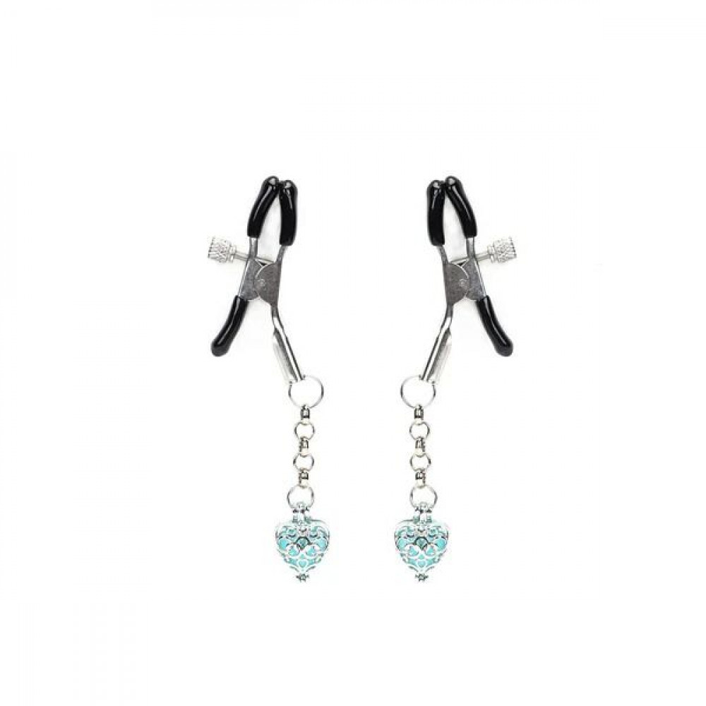 Интимные украшения - Зажимы для сосков Liebe Seele Glow-in-dark Nipple Clamps Light Blue