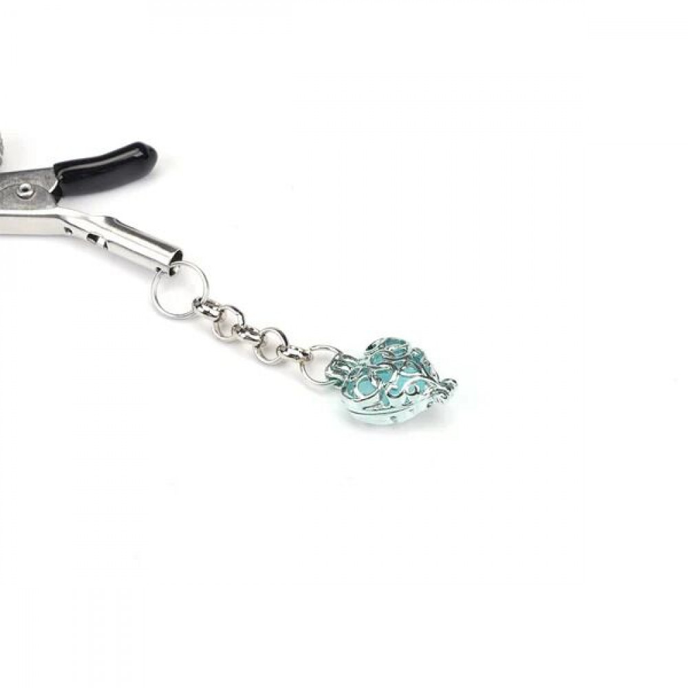 Интимные украшения - Зажимы для сосков Liebe Seele Glow-in-dark Nipple Clamps Light Blue 1