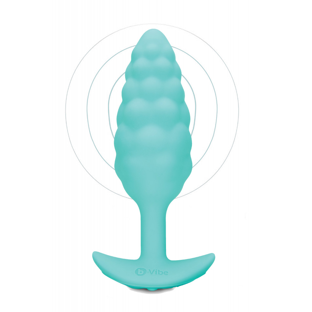 Секс игрушки - Анальная пробка с вибрацией B-Vibe Texture Bump, рельефная,голубая