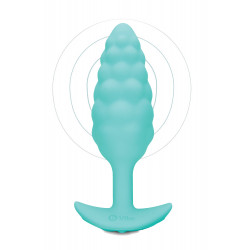 Анальная пробка с вибрацией B-Vibe Texture Bump, рельефная,голубая