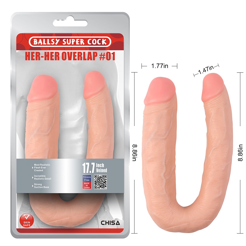 Секс игрушки - Фаллоимитатор двойной Chisa Ballsy Super Cock Her-Her Overlap, бежевый 6