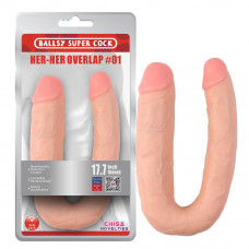Фаллоимитатор двойной Chisa Ballsy Super Cock Her-Her Overlap, бежевый