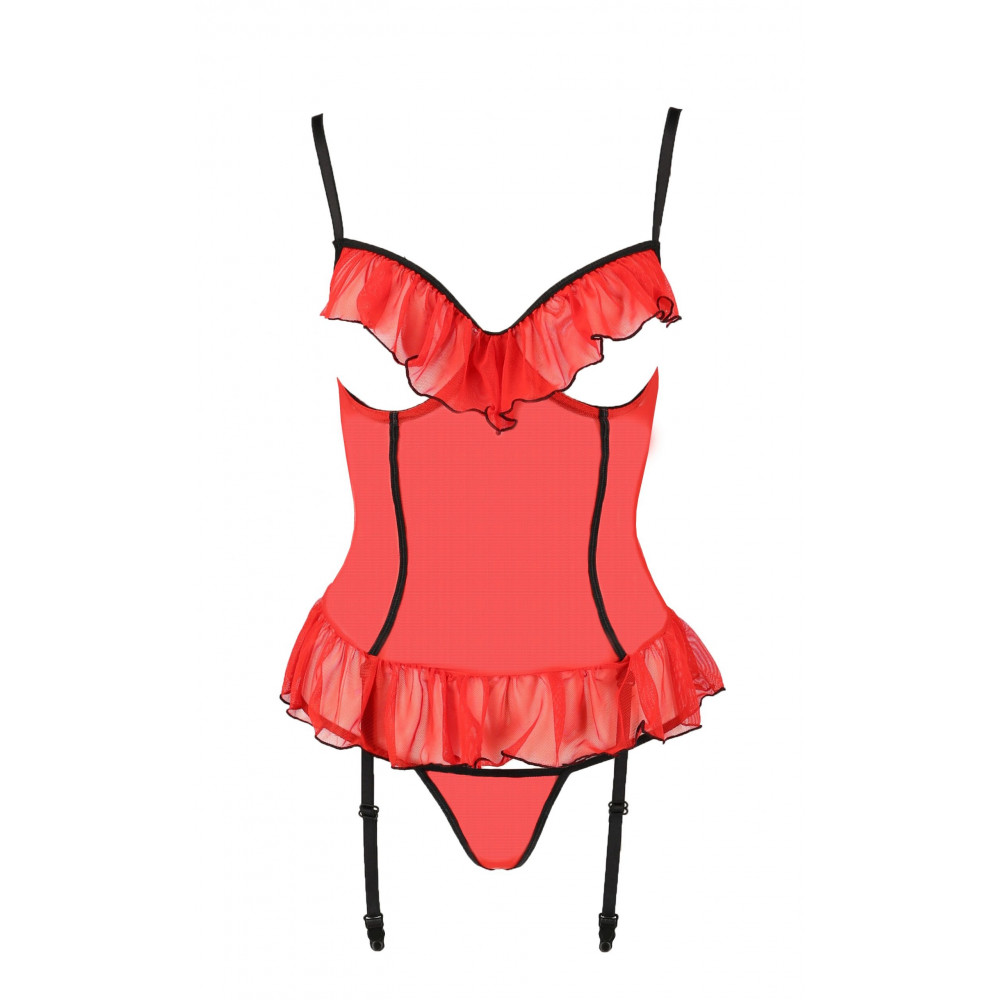 Эротическое белье - Корсет с открытой грудью S/M красный CHERRY CORSET - Passion 2