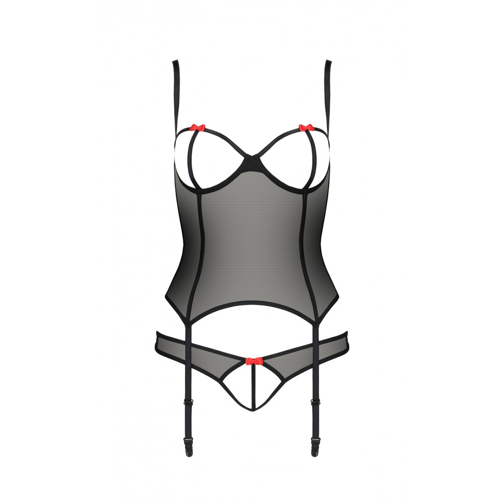Эротические корсеты - Корсет с открытой грудью и трусики HEIDI CORSET black S/M - Passion 2