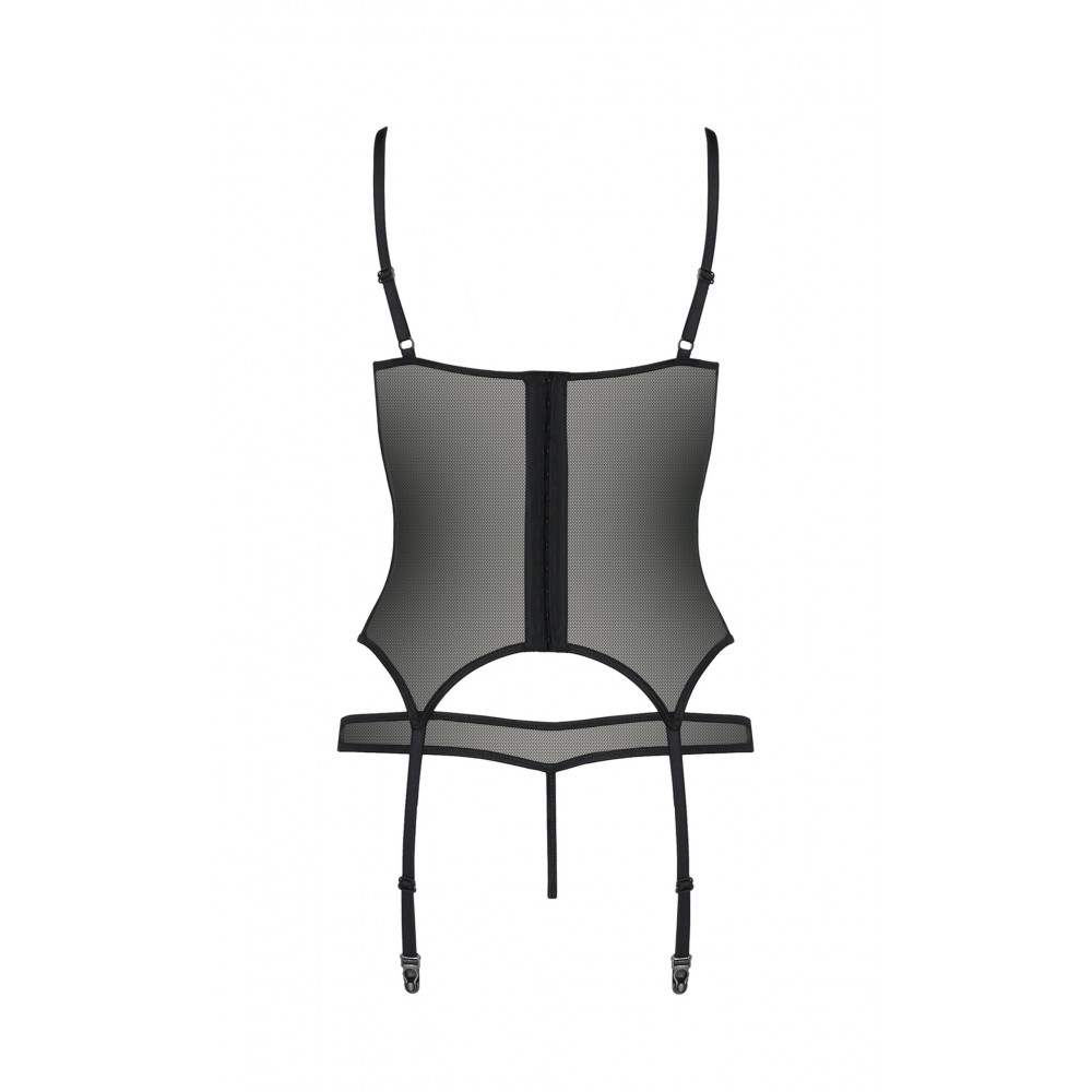 Эротические корсеты - Корсет с открытой грудью и трусики HEIDI CORSET black S/M - Passion 3