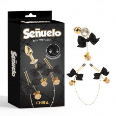 Набор анальная пробка и зажимы на соски CHISA Sexy Tempter Kit-Black-Senuelo