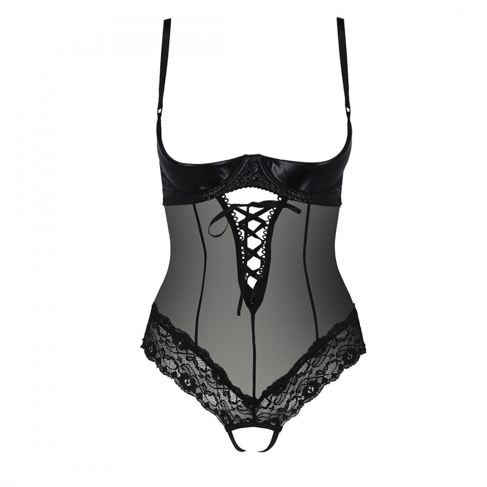 Эротическое боди - Боди с открытой грудью NORTH BODY black S/M - Passion Exclusive 3