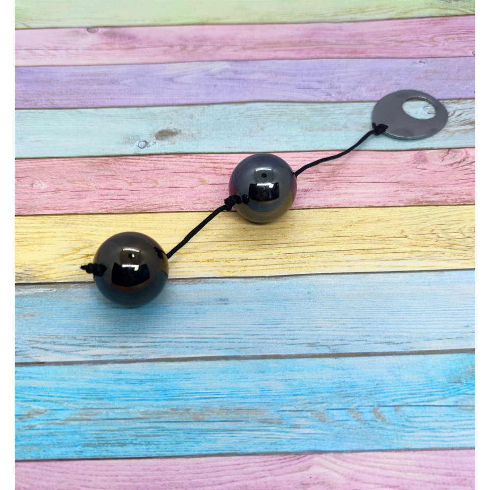 Вагинальные шарики - Металлические вагинальные шарики DOMINO METALLIC BALLS, CHROME BLACK 3
