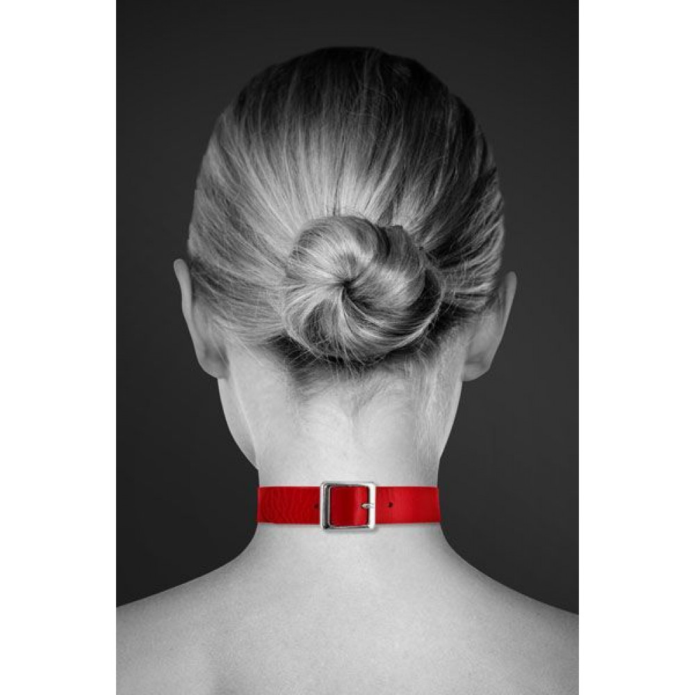 Чокеры, портупеи - Чокер с кольцом для поводка Bijoux Pour Toi - FETISH Red, экокожа 2