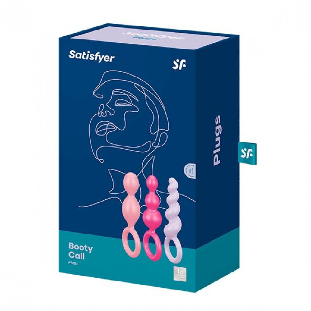 Наборы анальных пробок - Набор анальных игрушек Satisfyer Plugs colored (set of 3) - Booty Call, макс. диаметр 3 см 1