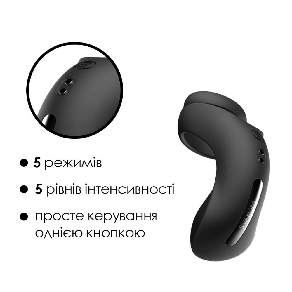 Эрекционные кольца с вибрацией - Двойное эрекционное кольцо Svakom Benedict Black со стимуляцией промежности 5